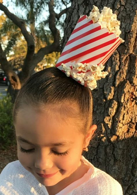 Whacky Hair Day, Crazy Hair For Kids, Popcorn Costume, Crazy Hat Day, Easter Hairstyles For Kids, Hat Day, Wacky Hair Days, Crazy Hats, Crazy Hair Day