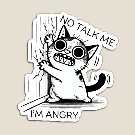 Angry Cat Drawing Cartoon, Gatos Stickers, Misfits Tattoo, Funny Cats Stickers, I'm Angry, Cat Drawing Memes Funny, Funny Laptop Stickers, Soft Kitty Warm Kitty, Small Business Instagram