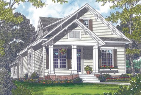 Plan #453-6 - Houseplans.com Craftsman Floor Plans, Bungalow Style House, Bungalow Style House Plans, Cottage Style House Plans, Bungalow House Plans, Bungalow Design, Bungalow Style, Cottage Plan, Craftsman Style House Plans