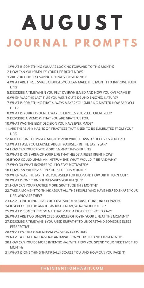 These daily August journal prompts give you a new creative writing prompt for each day of August to help you stay consistent with your daily journaling habit. August writing prompts for daily journaling. August Writing Prompts, Artifical Intelligent, August Writing, August Journal Prompts, January Journal Prompts, Monthly Prompts, August Journal, Gratitude Reflection, 31 Daily