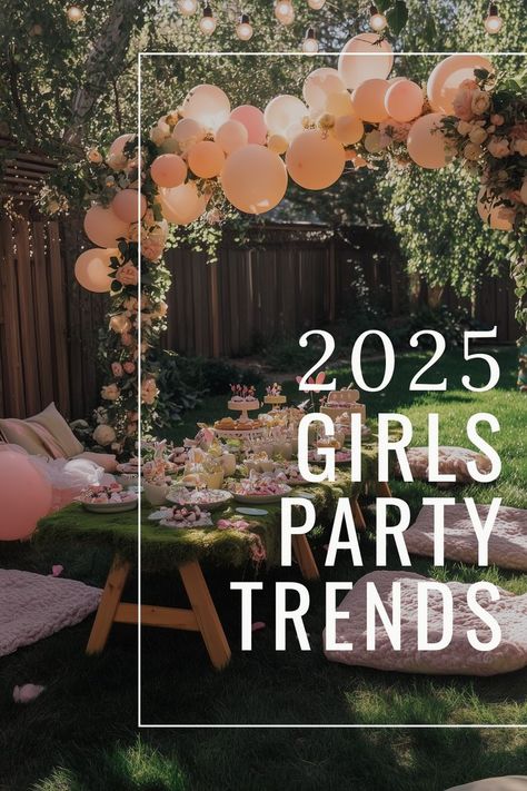 Plan the ultimate celebration with these 2025 party trends for girls. From whimsical outdoor setups with balloon arches to lush greenery and modern pastel themes, these ideas will make any occasion unforgettable. Pastel Theme, Party Trends, Girl First Birthday, Girls Party, Balloon Arch, Party Girls, 1st Birthday Parties, Girl Top, Birthday Theme