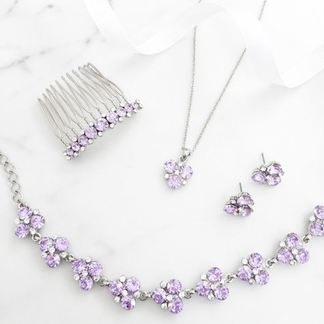 Pastel Purple Jewelry, Light Purple Jewelry, Lavender Accessories, Amethyst Accessories, Prom 2k23, Dr Accessories, Lavender Jewelry, Purple Jewellery, Fake Marriage