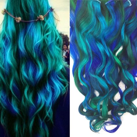 Summer Fruit Salad: Vibrant Rainbow Hair with Delicious Color Inspiration Teen Hair Colors, Hairdye Ideas, Aurora Hair, Character Features, Mermaid Hair Color, Teal Hair, Blue Wig, Fantasy Hair, Ombre Hair Color