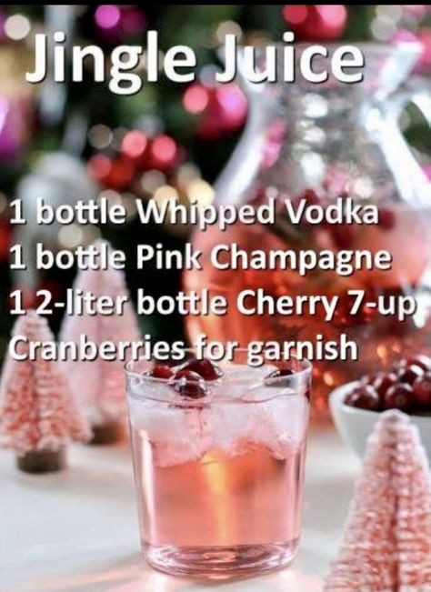 Jingle Juice, Whipped Vodka, Coctails Recipes, Christmas Cocktail, Boozy Drinks, Recipes Christmas, Festive Drinks, Mixed Drinks Recipes, Cocktail Drinks Recipes