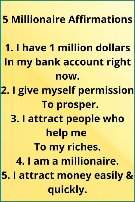 Attraction Affirmations Millionaire Affirmations, Visualization Board, Affirmation Daily, Money Manifest, Money Affirmation, 1 Million Dollars, Lucky Wallpaper, Money Manifestation, Vision Board Affirmations