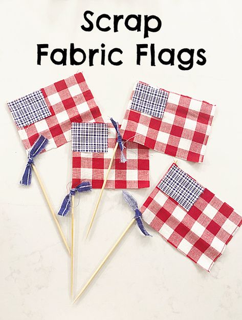 Homemade Flags Diy, Fabric Flags Diy, Fabric Scrapes, Fabric Pinwheels, Quilted American Flag, Fabric American Flag, Colonial Crafts, American Flag Bunting, Diy American Flag