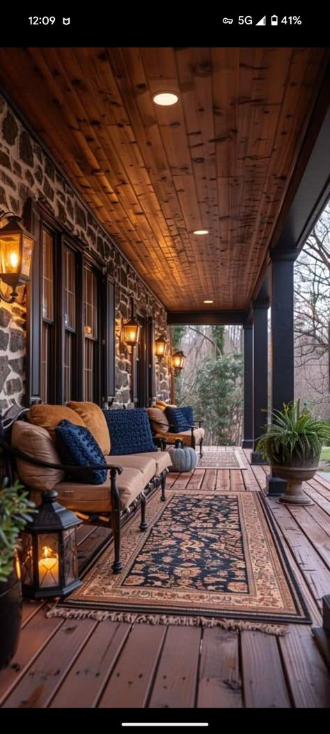 Front And Back Porch Ideas, Cabin Porch Ideas, Front Porch Lighting Ideas, Casa Country, Cozy Farmhouse, Porch Design, The Porch, Porch Lighting, Dream House Exterior