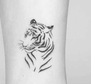 Small White Tiger Tattoo, Simple Tiger Tattoo Outline, Dainty Tiger Tattoo For Women, Small Tiger Tattoo For Women Simple, One Line Tiger Tattoo, Fine Line Tiger Tattoo For Women, Delicate Tiger Tattoo, Year Of The Tiger Tattoo For Women, Tiger Small Tattoo