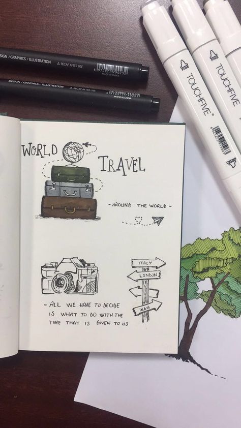 Travel Journal Map Drawing, Travel Journal Drawing, Travel Sketch Journal, Travel Sketch Book, Travel Sketches Simple, Scrapbook Ideas For Travel, Travel Book Cover Design Ideas, Travel Sketchbook Ideas, Tiny Sketchbook Ideas