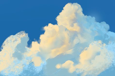 by Noah Bradley Cloud Perspective, Cloud Abstract Painting, Clouds Illustration Art, Digital Art Clouds, Clouds Reference, Painting Clouds Digital, Illustrative Clouds, Pastel Clouds Wallpaper Desktop, Cloud Background Landscape