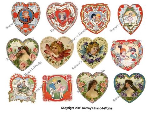 These make pretty Valentine's Day gift tags! I've made some already! Check out DKMRamay15 on Etsy! Vintage Valentine Heart, Heart Graphics, Vintage Woman, 4 Images, Shabby Chic Vintage, Flower Fairies, Mixed Media Projects, Vintage Valentines, Chic Vintage