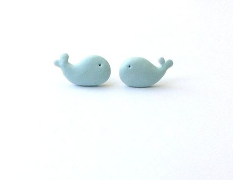 Blue Whale Post Earrings, Handmade, Polymer Clay, Whales,tiny stud earrings, post earrings, sea life, cute earrings Whale Polymer Clay, Blue Clay Ideas, Whale Clay, Nature Australia, Polymer Clay Animals, Winter Nature, Clay Animals, Clay Jewelry Diy, Cute Clay