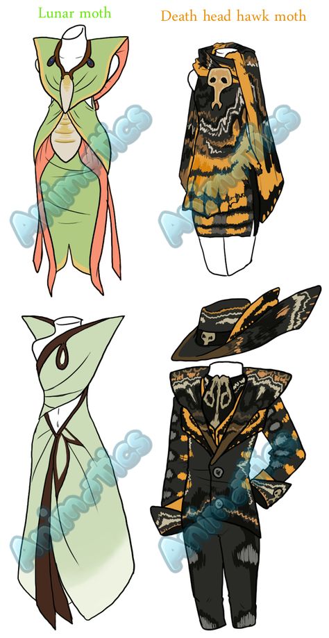 Bird Outfit Design, Moth Clothes Design, Moth Dress Drawing, Moth Inspired Fashion, Moth Themed Outfit, Moth Armor, Moth Inspired Outfit, Moth Person Character Design, Insect Clothes