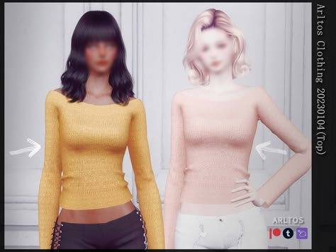 Sims 4 Knit Sweater, Off The Shoulder Jumper, Sims 4 Teen, New Mods, Tight Sweater, Sims 4 Cas, Female Clothing, Sims 4 Game, Off Shoulder Sweater