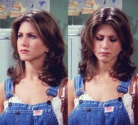 The Rachel Haircut Curly, 90s Wispy Layered Hair, Jennifer Aniston Layered Hair 90s, Jennifer Aniston Dark Hair, 90s Blowout Hair Short Layers, Shoulder Hairstyle Women Layers, Jennifer Aniston Hair 90s Layers, 90s Hair Styles Women, Short 90s Layers