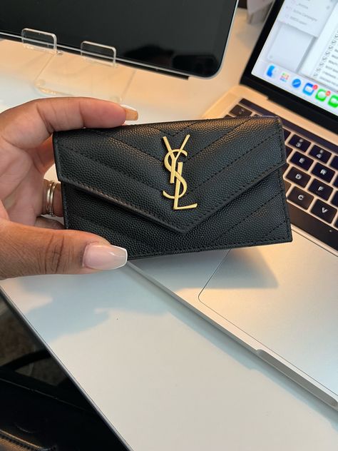 Small black cavier YSL evelope wallet Ysl Wallet Small, Ysl Purse, Ysl Wallet, Trendy Purses, Luxury Bags Collection, Wallets For Men, Cute Wallets, Girly Bags, Fancy Bags