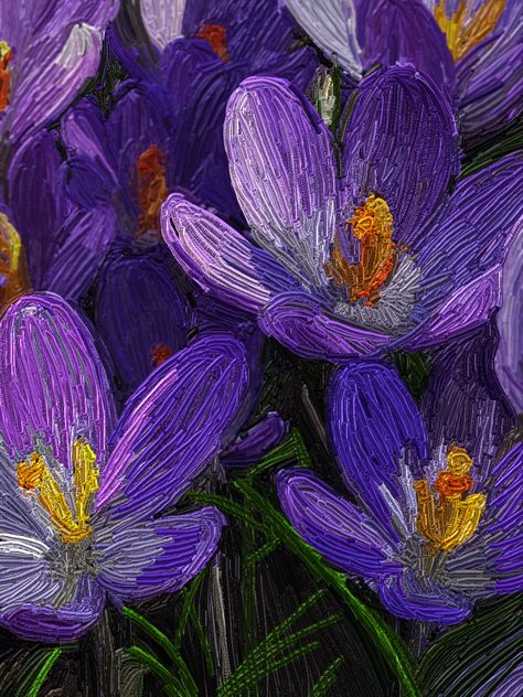 Crocus, drawn with paint tube in Artrage 4, by Issybelle Crocus Painting, Ipad Art Procreate, Digital Art Ipad, Paint Tube, Digital Art Journal, Ipad Painting, Wedding Plants, Crocus Flower, Prints Ideas