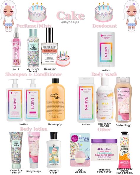 Birthday Cake Scented Products, Good Scent Combos, Birthday Cake Scent, How To Smell Like Cupcakes, How To Smell Like Birthday Cake, How To Smell Like Cake, Best Scents For Women, How To Smell Like A Bakery, How To Smell Sweet