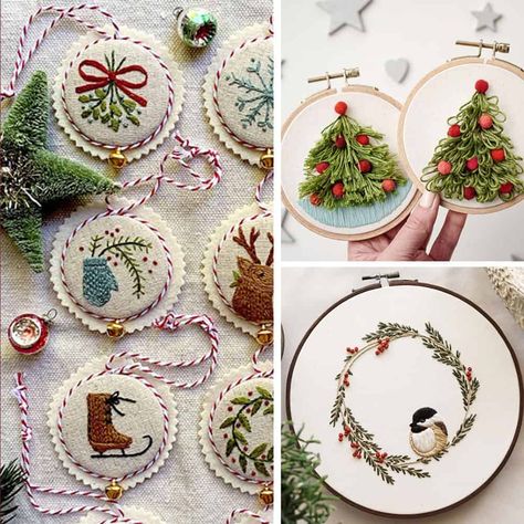 Best embroidery patterns for your Christmas stitching. Thread your needle and start creating something extra cute for your dear ones! Christmas Ornaments Embroidery Designs, Free Christmas Hand Embroidery Patterns, Embroidery Christmas Tree Ornaments, Christmas Embroidery Stitches, Xmas Embroidery Patterns Free, Christmas Embroidery Decorations, Embroidery Ornament Patterns, Christmas Hand Embroidery Designs, Embroidery Patterns Free Printables Christmas Ornament