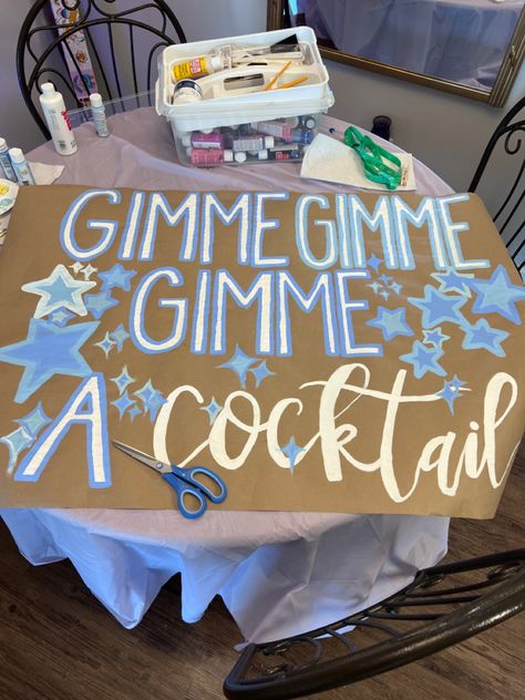 Mamma Mia 21st Birthday, Momma Mia Bachelorette Party, Mamma Mia Decorations, Bid Day Signs, 70th Birthday Party Ideas For Mom, Diy Birthday Sign, Shot Party, Bday Banner, Momma Mia