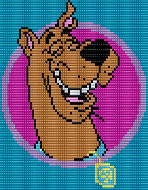 Scooby-Doo Square Grid Pattern (Pattern by me, Man in the Book) Scooby Doo Crochet Pattern, Scooby Doo Pixel Art Grid, Scooby Doo Alpha Patterns, Scooby Doo Pixel Art, Crochet Scooby Doo, Scooby Doo Crochet, Square Grid Pattern, Coordinate Grid, Square Grid