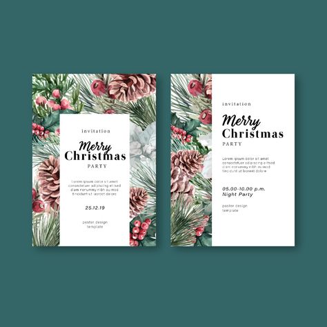 Stylish Christmas Cards, Christmas Graphic Design, Elegant Wedding Invitation Card, Colorful Logo Design, Wedding Watercolor, Watercolor Vintage, Elegant Wedding Invitation, Winter Floral, Frame Wedding