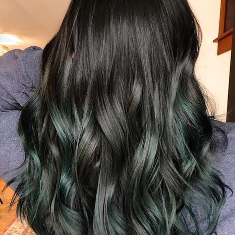 Ash Green Hair Color Highlights, Ashy Green Hair, Dark Green Balayage, Ash Green Hair Color, Green Dyed Hair, Green Hair Color, Olive Hair, Green Hair Dye, Color Conditioner