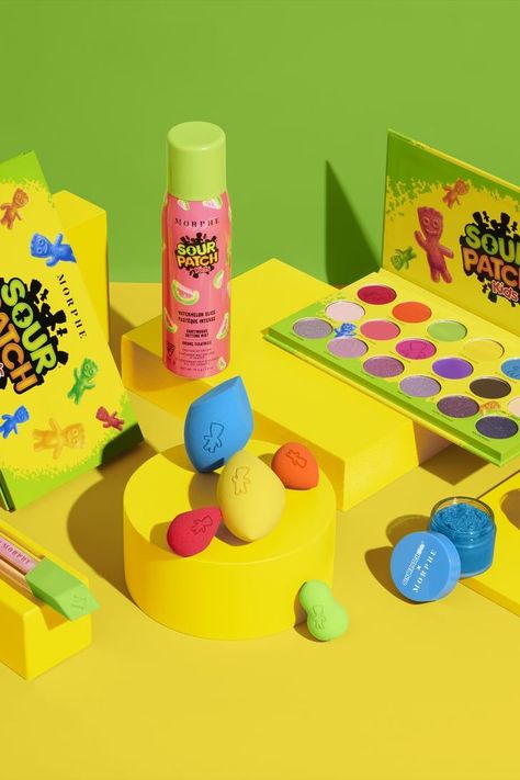 Morphe teamed up with Sour Patch Kids to launch a sweet new makeup collection. Sour Patch Makeup, Fun Makeup Products, Kids Makeup Looks, Kid Makeup, Makeup For Kids, Makeup Palette Collection, Cartoon Makeup, Trendy Stuff, Hello Kitty Makeup