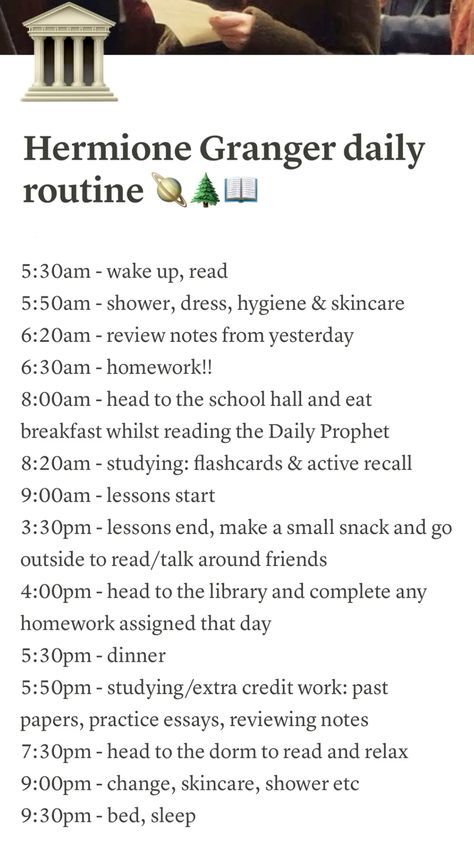 Hermione Granger Study Schedule, Hermione Granger Routine, Schedule Ideas Aesthetic, Hermione Granger Study Tips, Hermione Granger Study, Studie Hacks, Study Routine, School Study Ideas, Exam Study Tips