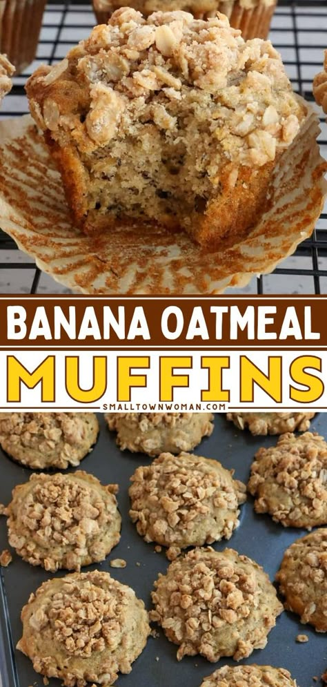 Look forward to this easy breakfast idea! It's everything you want in a breakfast muffin recipe. Wonderfully moist and sweet with a hint of cinnamon, these bakery-style oatmeal muffins are a piece of heaven in every bite! Fluffy Oatmeal Muffins, Recipes That Use Oatmeal, Bakery Style Oatmeal Muffins, Breakfast Muffins Oatmeal, Moist Breakfast Muffins, Oatmeal Baked Goods, Hearty Breakfast Muffins, Oatmeal Muffins Quick Oats, Instant Oatmeal Muffins