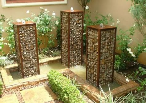 Gabion Fence, Building Raised Beds, Gabion Baskets, Raised Flower Beds, Garden Water Feature, Gabion Wall, Walled Garden, Modern Fence, Water Features In The Garden