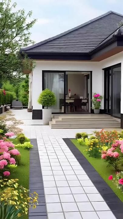 Healing journey😄😄😄 trên TikTok House Balcony Design, House Paint Color Combination, House Outer Design, Indian Home Design, Bungalow Style House Plans, Front Garden Design, Front Yard Garden Design, House Arch Design, Property Design