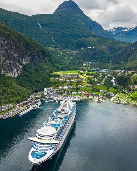 Image may contain: mountain, sky, outdoor, nature and water Luxury Yacht Party, Geiranger Norway, Viking Ship Museum, Yachts Girl, World Cruise, Destination Photography, Cruise Ships, Countries Around The World, Wonderful Places