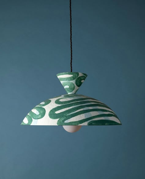 Painted Pendant Light, Clay Ceiling Light, Ceramic Light Shade, Ceramic Ceiling Lamp, Palefire Studio, Diy Pendant Light Shade, Ceramic Light Fixture, Painted Lamp, Diy Luminaire