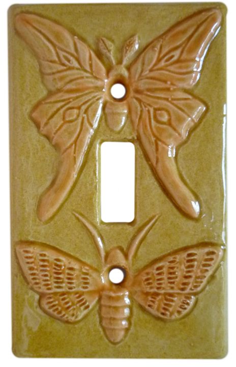 Cottage Core Light Switch Cover, Ceramic Lightswitch Cover, Light Switch Plates Ideas, Ceramic Light Switch Cover, Ceramic Light Switch Plate, Cute Light Switch Covers, Clay Light Switch Cover, Moth Ceramic, Ceramic Light Switch