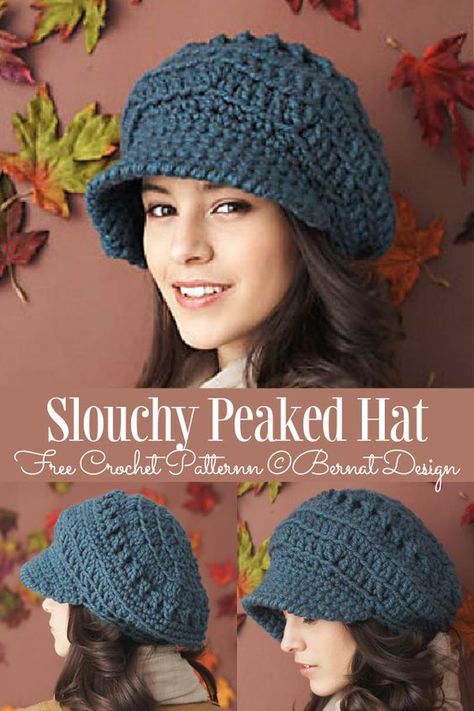 This Season Brim Hat Free Crochet Patterns & Paid - DIY Magazine Crochet Sun Hats Free Pattern Woman, Brim Crochet Hat, Crochet Womens Newsboy Hat Free Pattern, Crochet Hats Free, Crochet Cloche Hat Pattern, Crochet Brimmed Hat Pattern Free, Crochet Newsboy Hat Free Pattern, Crochet Cloche Hat Free Pattern, Crochet Hat Brim