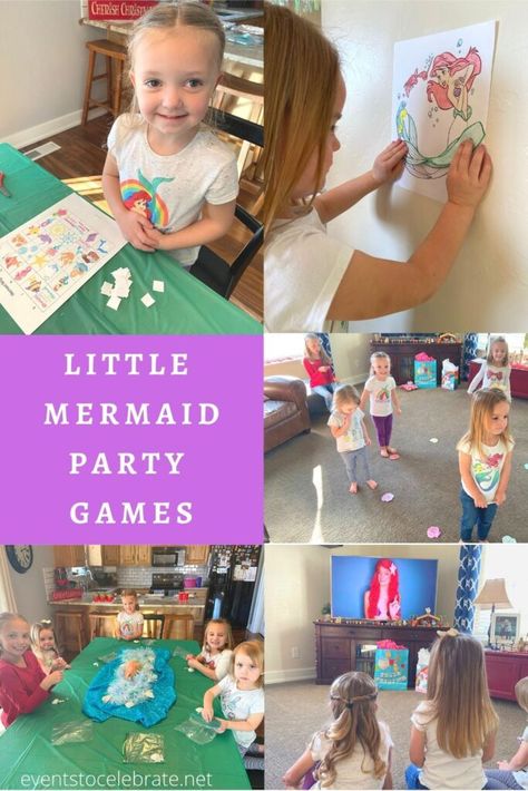 Ariel Birthday Party Games, Mermaid Theme Birthday Games, Indoor Mermaid Party Games, Mermaid Birthday Party Activities Fun Games, Mermaid Games Activities, Little Mermaid Party Ideas, Cabin Holiday, Diy Mermaid Birthday Party, Mermaid Party Games