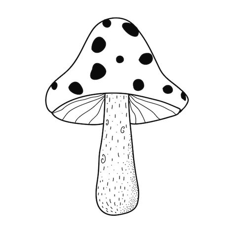 Vector fly mushroom doodle hand drawn ve... | Premium Vector #Freepik #vector #fungi #cartoon-mushroom #line-illustration #mushroom-illustration Hand Drawn Vector, Vector Drawing, Graphic Resources, White Background, Stuffed Mushrooms, Doodles, How To Draw Hands