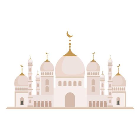 facade mosque islam structure on white background Mosque Animation, Mosque Template, Ramadan Elements, Mosque Illustration, Pink Mosque, Ramadan Poster, Eid Mubarak Card, Mosque Design, Mosque Art