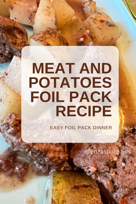 Delicious Meat and Potatoes Foil Pack Recipe Bake - Ground Meat Dinners, Baked Hamburgers, Foil Meals, Beef Stew Meat Recipes, Foil Packet Potatoes, Hamburger And Potatoes, Foil Pack Dinners, Cook Meat, Potatoes In Oven