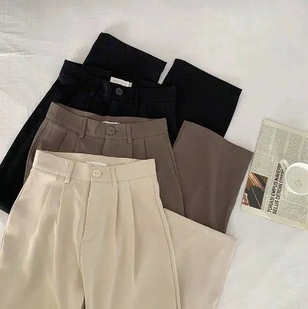 Dark Academia Pants, Casual Office Fashion, Women Suit Pants, Korean Fashion Office, High Waisted Palazzo Pants, Black Linen Trousers, Dark Academia Clothing, Chique Outfit, Office Fashion Women