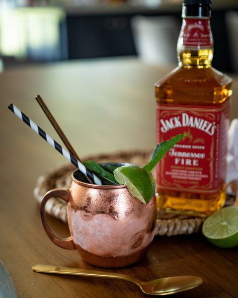 How to Make a DAMN GOOD Cinnamon Whiskey Mule — This Is Mel Drake Cinnamon Liquor Drinks, Tennessee Fire Whiskey Drinks, Jack Fire Drinks Recipes, Jack Daniels Fire Drinks Recipes, Cinnamon Whiskey Drinks, Whiskey Mule Recipe, Mule Drink Recipes, Fire Drink, Vodka Recipes Easy