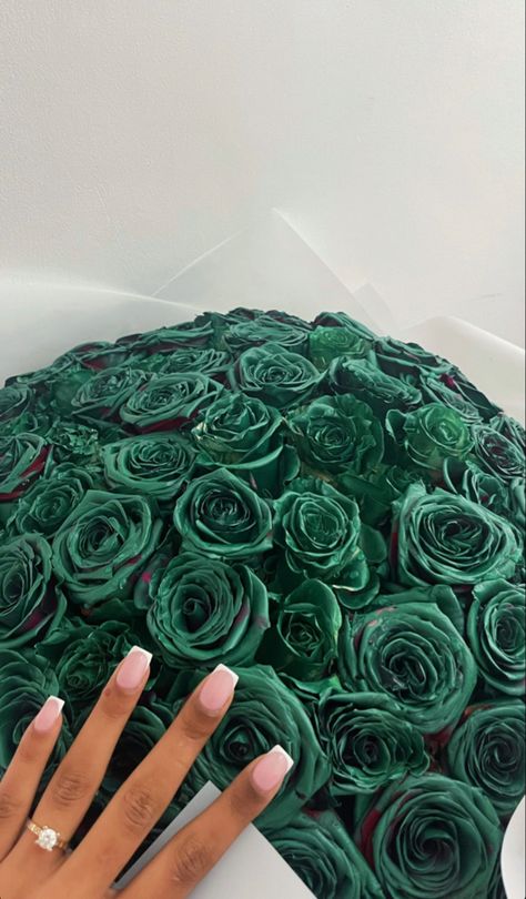 Green Roses Bouquet, Green Flowers Bouquet, Rich Girl Bedroom, Cute Anniversary Gifts, Hispanic Aesthetic, Luxury Bouquet, Eternal Roses, Green Roses, Cute Birthday Pictures