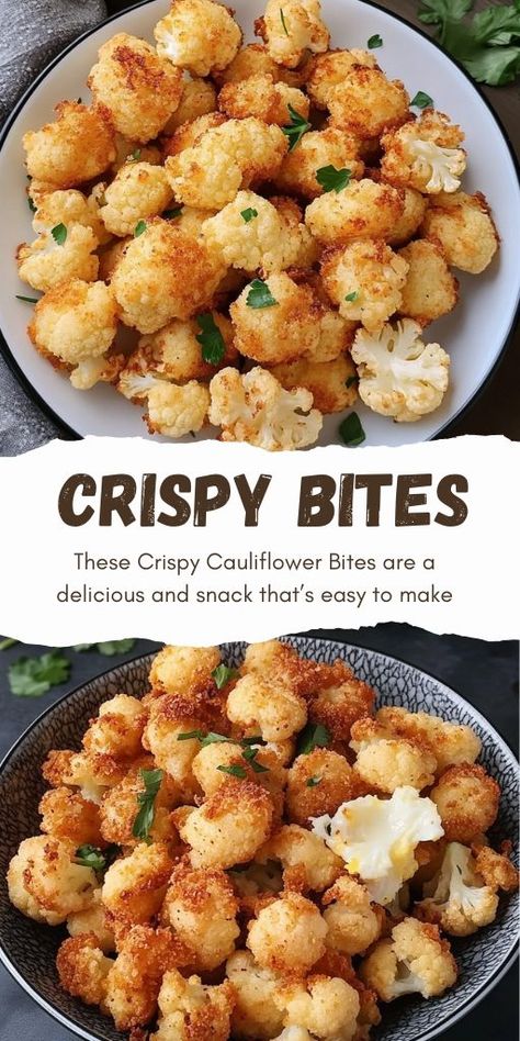 Crispy Cauliflower Bites with Egg Sauce Ingredients: For the Cauliflower Bites: 1/2 cauliflower (600-700g), cut into florets 3 medium eggs ~3/4 cup all-purpose flour (100g) ~3/4 cup breadcrumbs (100g) ~1/2 cup grated Parmesan cheese (45g) (optional) Olive oil for drizzling #Cauliflower #Crispy Crispy Cauliflower Bites, Egg Sauce, Crispy Cauliflower, Wedding Snacks, Cauliflower Bites, 15 Minute Meals, Parmesan Cheese, Grated Parmesan Cheese, Quick Recipes