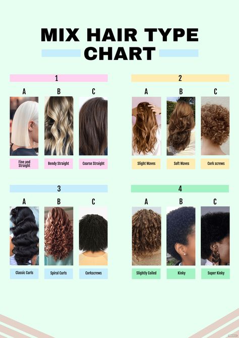 Mixed Hair Type Chart Hair Types Chart, Curl Type Chart, Hair Texture Chart, 4b Hair Type, Hair Type Chart, Hair Chart, Easy Professional Hairstyles, Type Chart, Biracial Hair