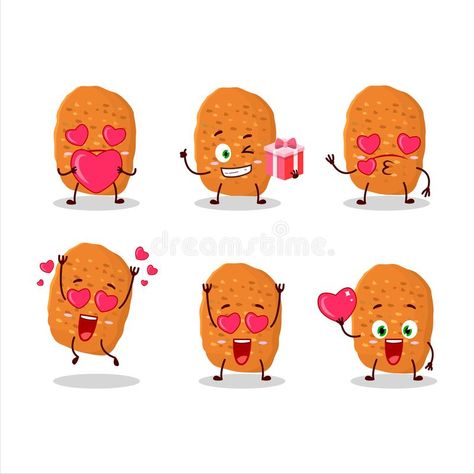 Chicken nugget cartoon character with love cute emoticon. Vector illustration vector illustration Chicken Nugget Illustration, Chicken Nugget Cartoon, Chicken Nugget Drawing, Meat Animals, Cute Emoticon, Mcdonalds Recipes, Cartoon Chicken, Animals Food, Food Cartoon