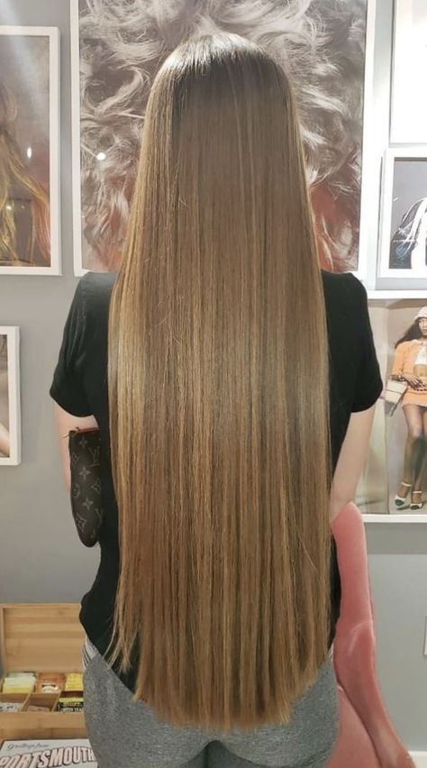 Blonde Long Hair Straight, Long Straight Dark Blonde Hair, Long Light Golden Brown Hair, Long Silky Straight Hair, V Cut Hairstyle, Layers For Long Hair, Long Silky Hair Blonde, Hip Length Hair, Silky Smooth Hair