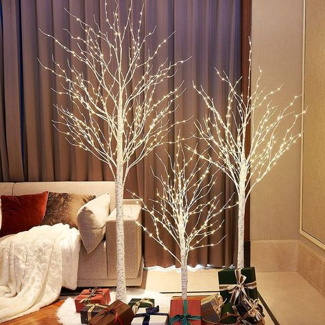 Bendable branch DIY for shaping a natural tree, so you can reshape them as desired, sturdy enough to support relatively ornaments Tree With Fairy Lights, Branch Diy, Fairy Lights In Trees, Twig Christmas Tree, Holiday Lights Display, Patio Wedding, Indoor Holiday Decor, Branches Diy, Light Up Tree