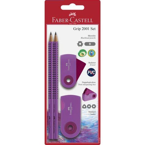 Grip 2001 Pencil Set Purple Sleeve Bc by Faber-Castell on Schoolbooks.ie Lapis Faber Castell, Best Pens, Stationery Shop, Graphite Pencils, Too Cool For School, Cute Cats And Dogs, Faber Castell, Erasers, White Out Tape