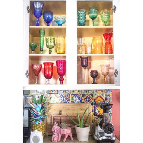 Kelli Collins (@kelli_e_collins) • Instagram photos and videos Rainbow Glassware, Happy February, Rainbow Glass, Bohemian Living, No Rain, Glassware Collection, Dream Apartment, Thrift Shopping, A Rainbow